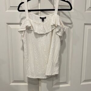 Cable & Gauge White Eyelet Ruffle Blouse